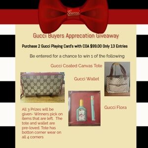 2 Gucci Vintage GG Horsebit Playing Cards with COA & Bag Charm